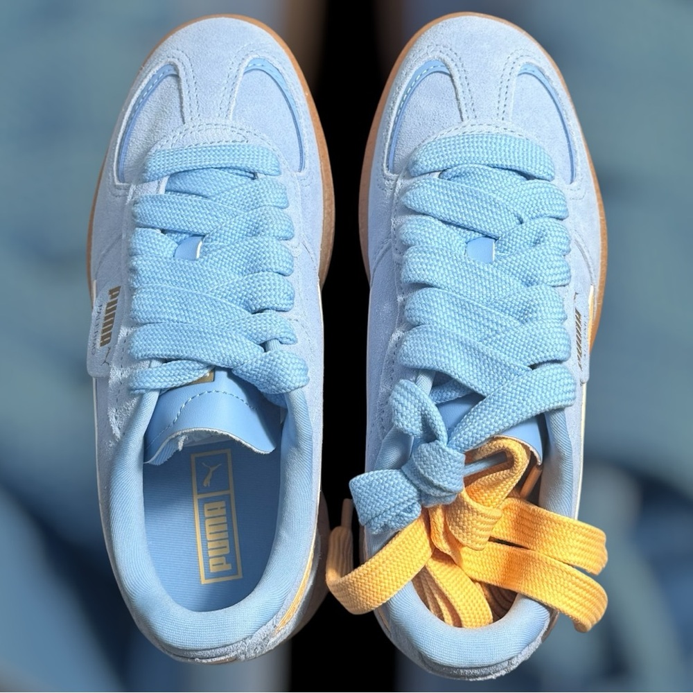 Puma Palermo Moda Xtra Light Blue Almost Apricot Gum Womens Size 6.5 Extra Laces - Picture 7 of 8